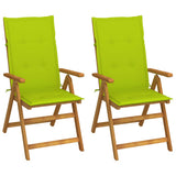 vidaXL Garden Chairs 2 pcs adjustable with cushions solid acacia wood
