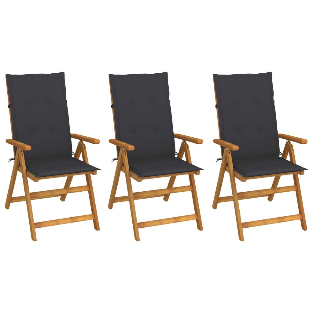vidaXL Garden Chairs 2 pcs adjustable with cushions solid acacia wood