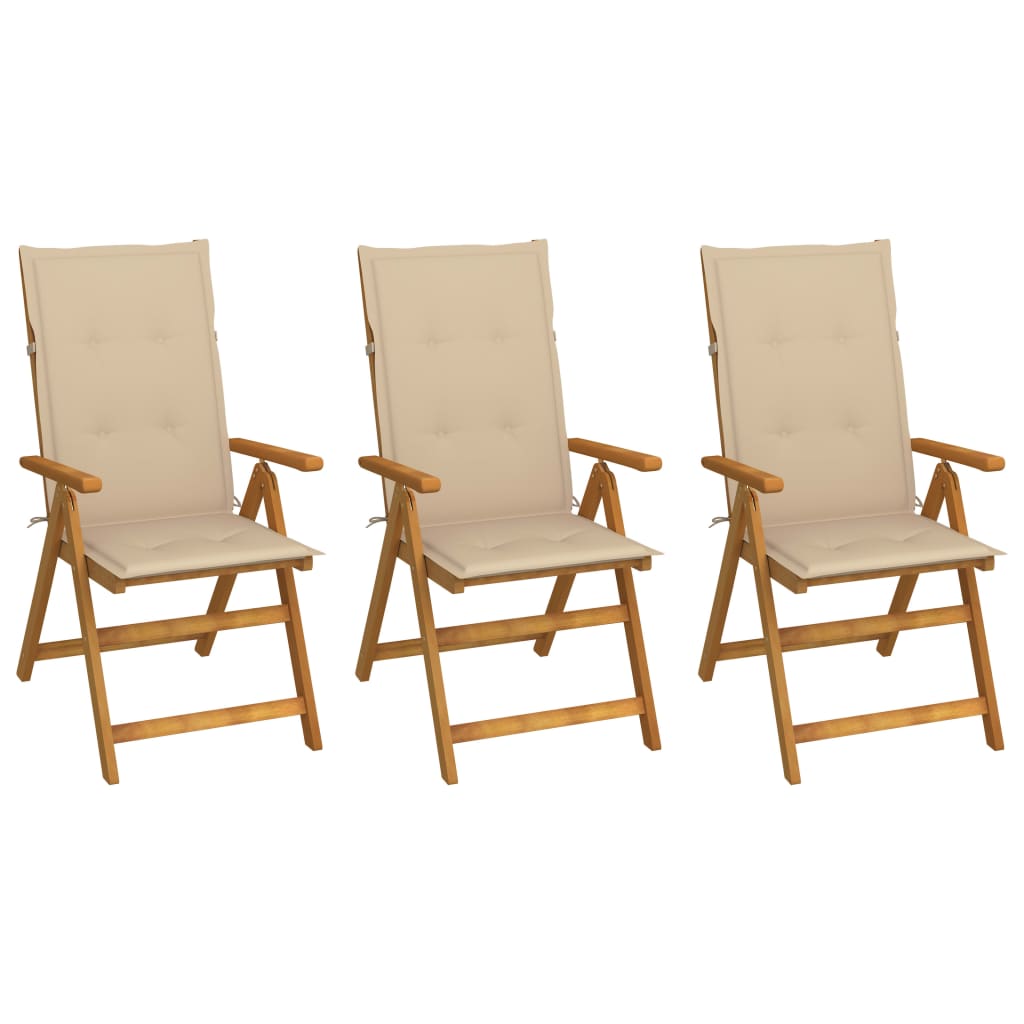 vidaXL Garden Chairs 2 pcs adjustable with cushions solid acacia wood