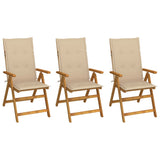 vidaXL Garden Chairs 2 pcs adjustable with cushions solid acacia wood