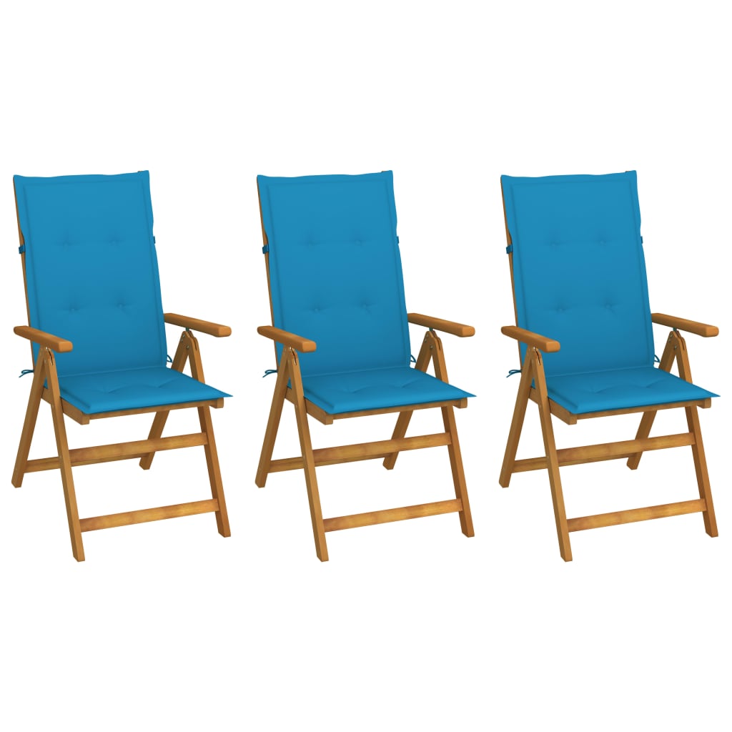 vidaXL Garden Chairs 2 pcs adjustable with cushions solid acacia wood