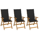 vidaXL Garden Chairs 2 pcs adjustable with cushions solid acacia wood