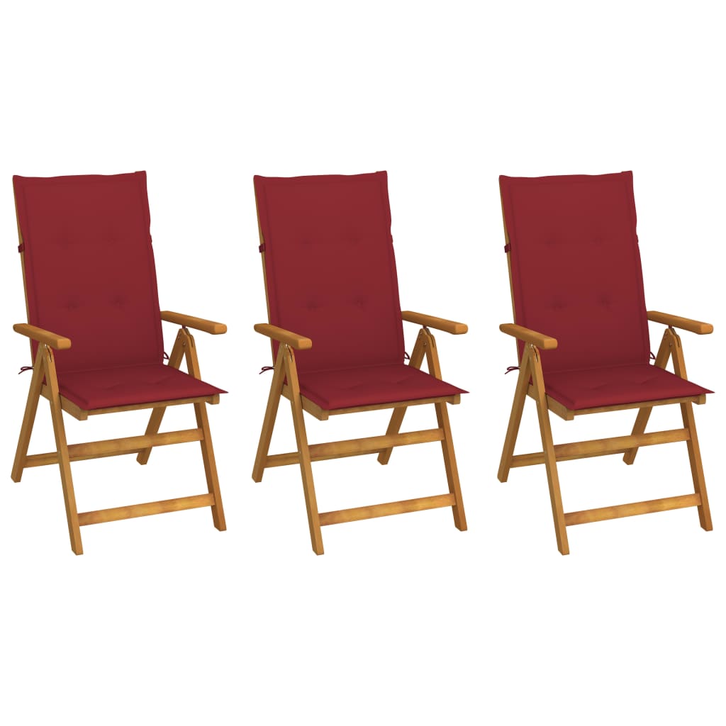 vidaXL Garden Chairs 2 pcs adjustable with cushions solid acacia wood