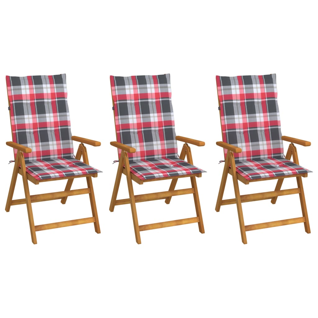 vidaXL Garden Chairs 2 pcs adjustable with cushions solid acacia wood