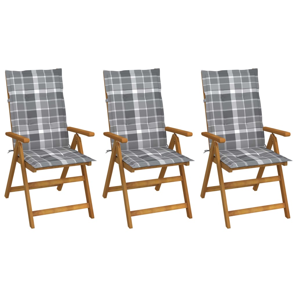 vidaXL Garden Chairs 2 pcs adjustable with cushions solid acacia wood