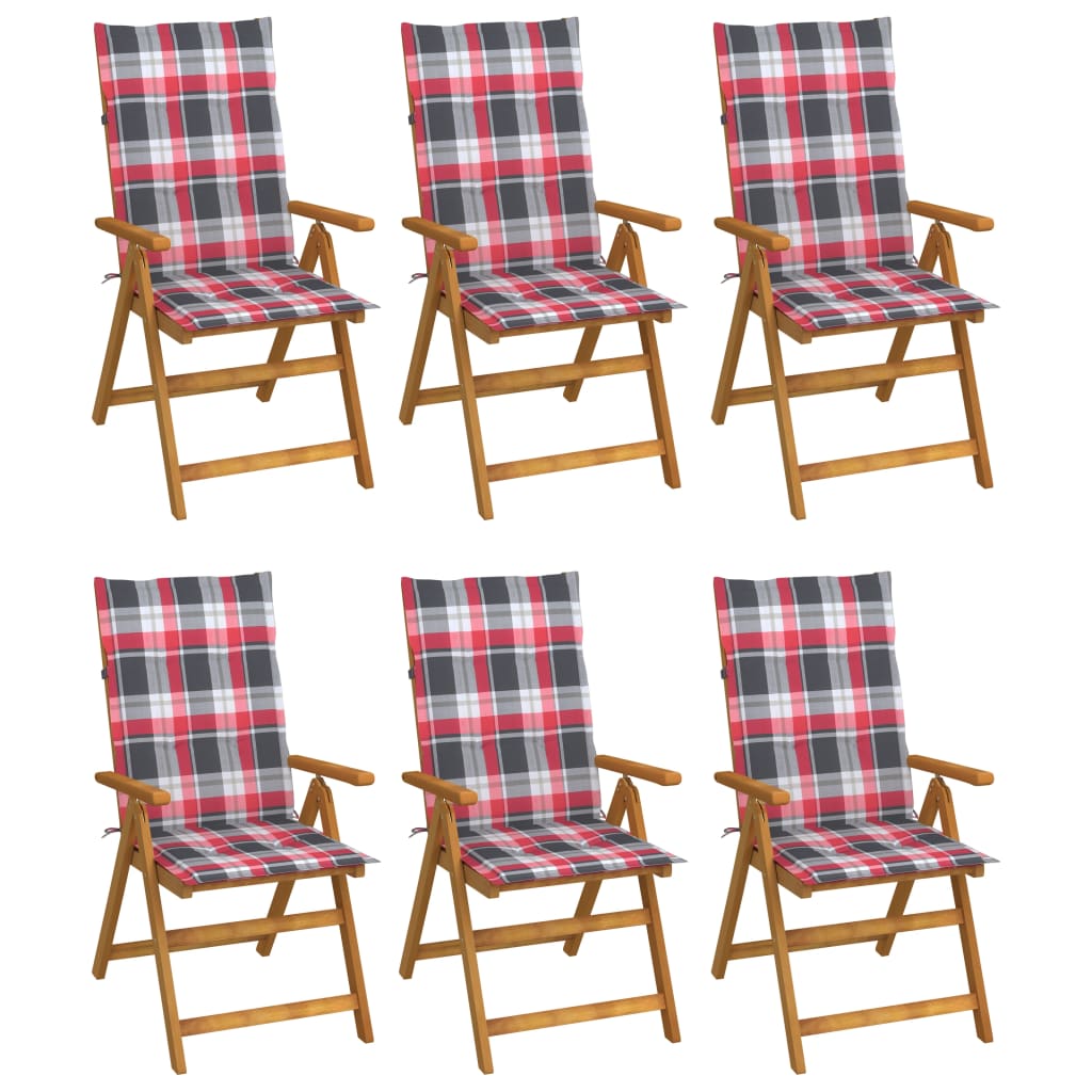 vidaXL Garden Chairs 2 pcs adjustable with cushions solid acacia wood