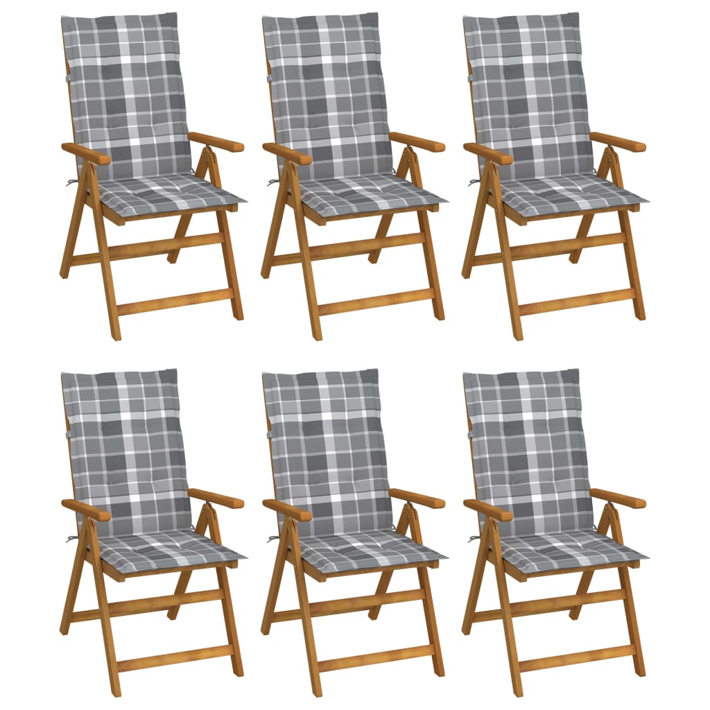 vidaXL Garden Chairs 2 pcs adjustable with cushions solid acacia wood
