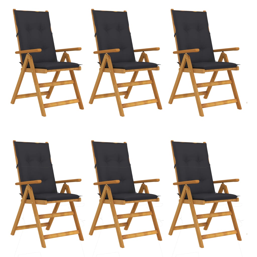 vidaXL Garden Chairs 2 pcs adjustable with cushions solid acacia wood