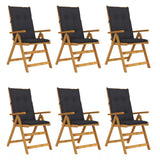 vidaXL Garden Chairs 2 pcs adjustable with cushions solid acacia wood