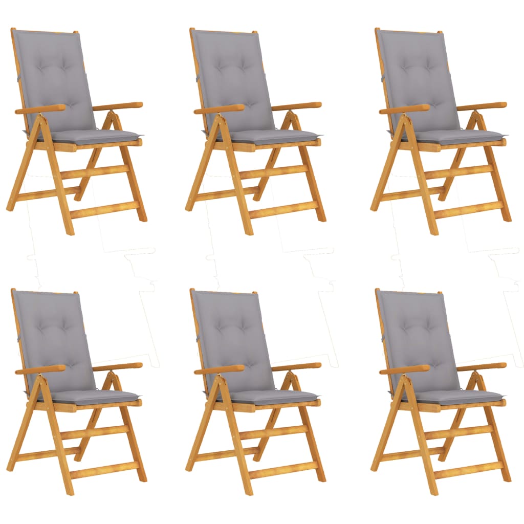 vidaXL Garden Chairs 2 pcs adjustable with cushions solid acacia wood