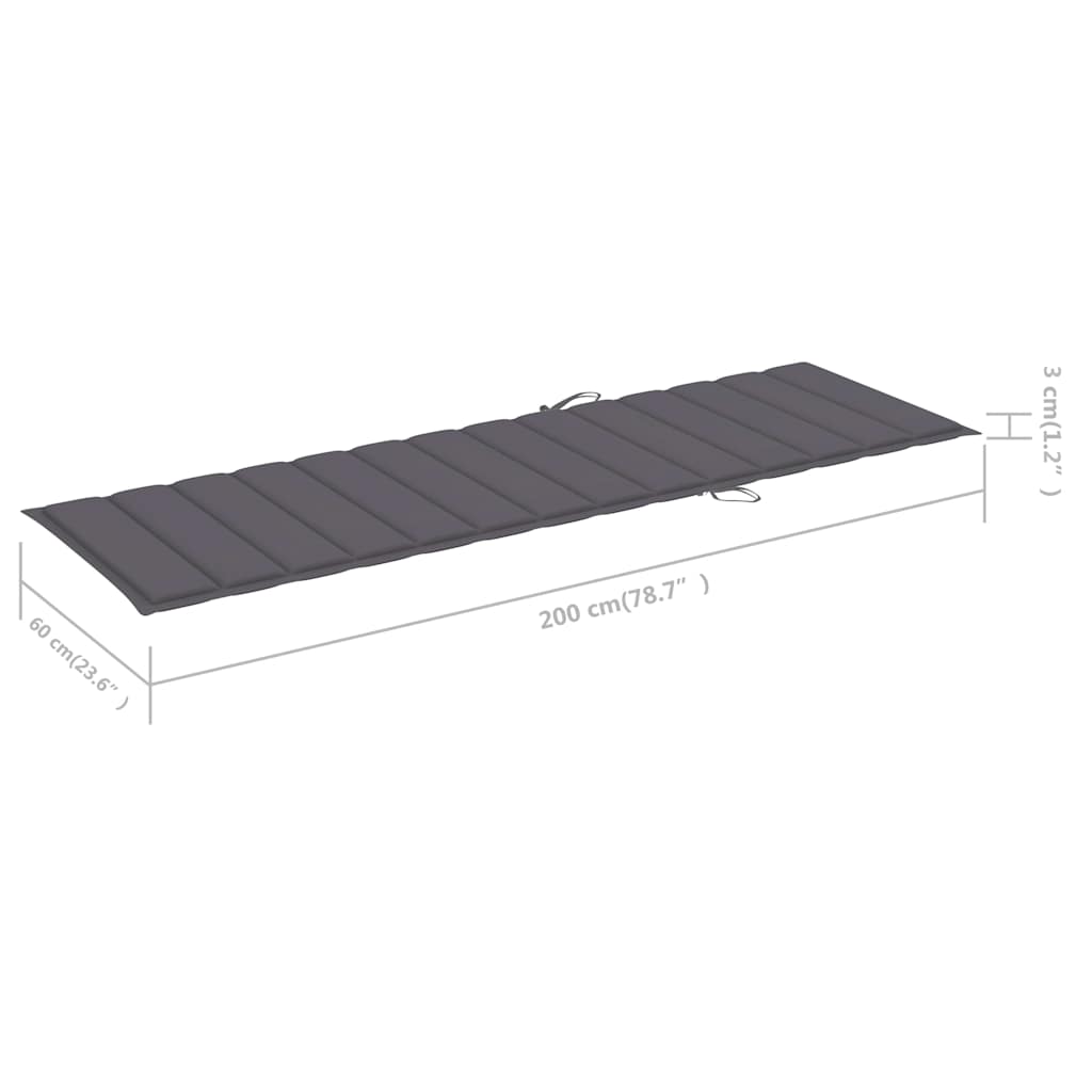 vidaXL Sun Lounger with Cushion Solid Acacia Wood