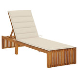 vidaXL Sun Lounger with Cushion Solid Acacia Wood