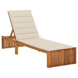 vidaXL Sun Lounger with Cushion Solid Acacia Wood
