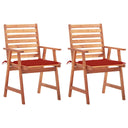 vidaXL Garden Chairs 2 pcs with Cushions Solid Acacia Wood