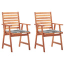 vidaXL Garden Chairs 2 pcs with Cushions Solid Acacia Wood