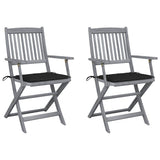 vidaXL Garden Chairs 2 pcs foldable with cushions solid acacia wood