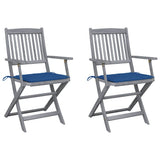 vidaXL Garden Chairs 2 pcs foldable with cushions solid acacia wood