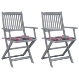 vidaXL Garden Chairs 2 pcs foldable with cushions solid acacia wood