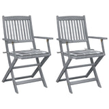 vidaXL Garden Chairs 2 pcs foldable with cushions solid acacia wood