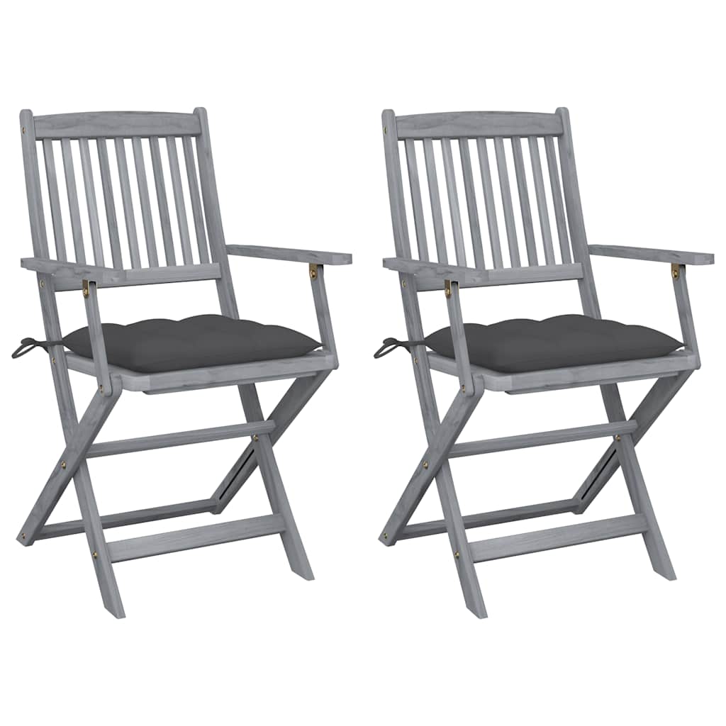 vidaXL Tuinstoelen 2 st inklapbaar met kussens massief acaciahout