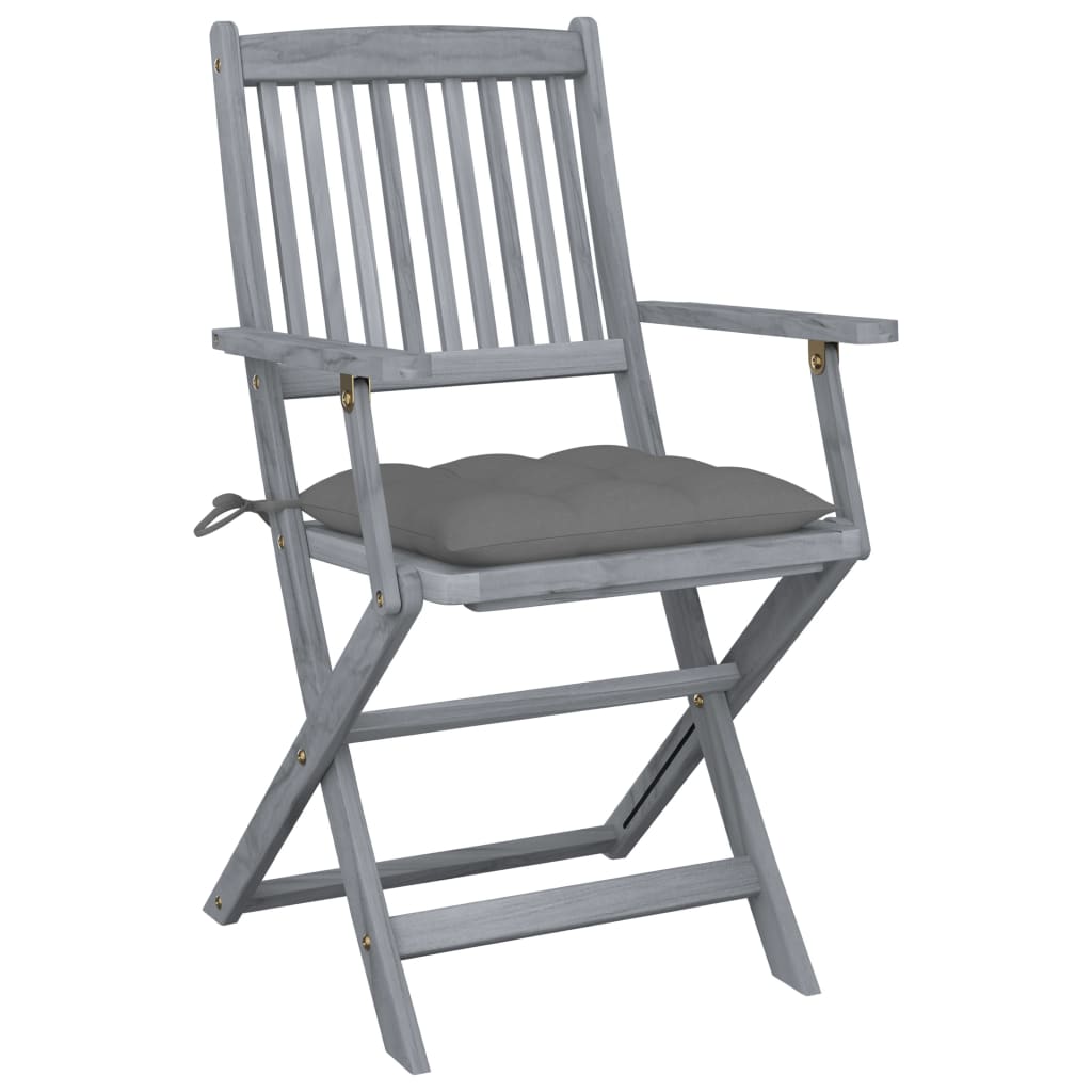 vidaXL Tuinstoelen 2 st inklapbaar met kussens massief acaciahout