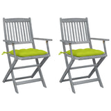vidaXL Tuinstoelen 2 st inklapbaar met kussens massief acaciahout