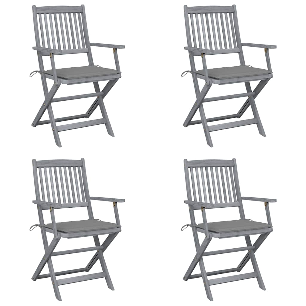vidaXL Garden Chairs 2 pcs foldable with cushions solid acacia wood