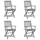 vidaXL Garden Chairs 2 pcs foldable with cushions solid acacia wood
