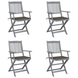 vidaXL Garden Chairs 2 pcs foldable with cushions solid acacia wood