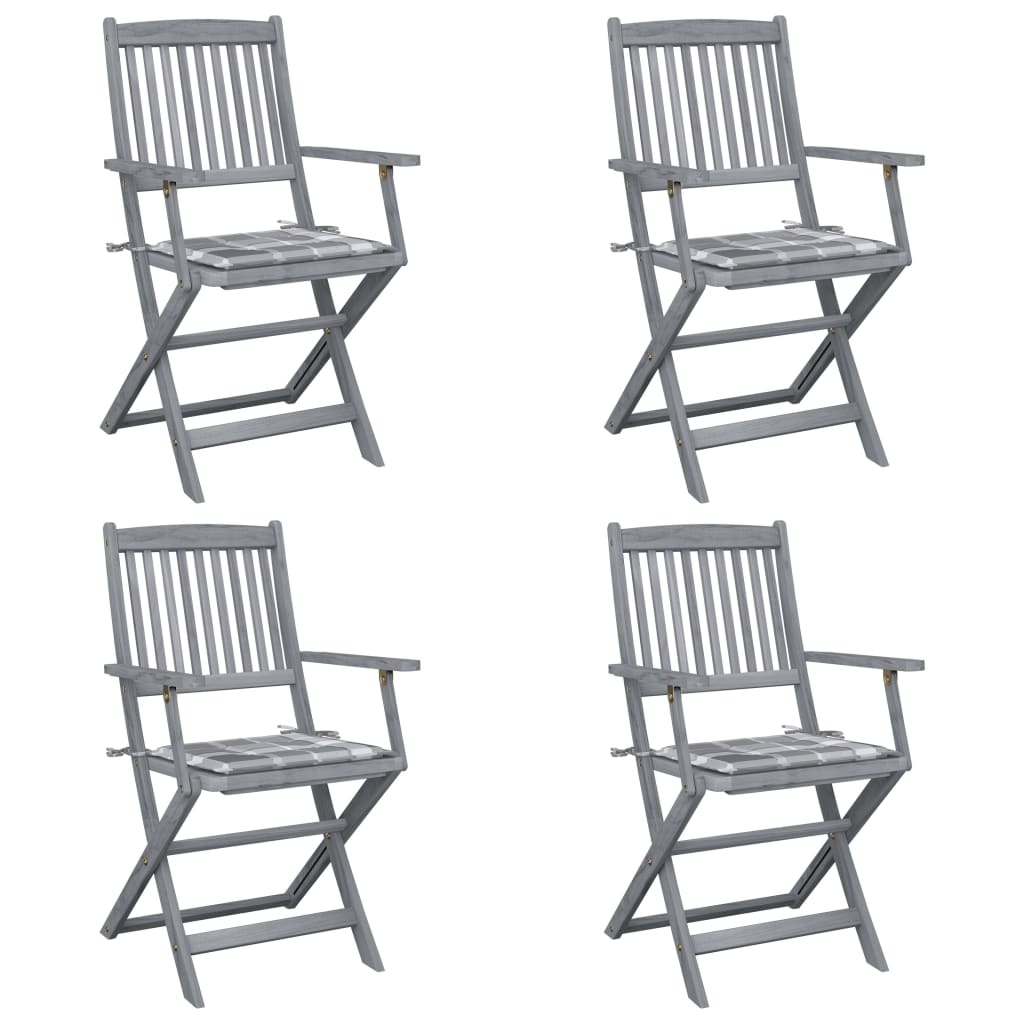 vidaXL Garden Chairs 2 pcs foldable with cushions solid acacia wood