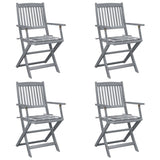 vidaXL Garden Chairs 2 pcs foldable with cushions solid acacia wood
