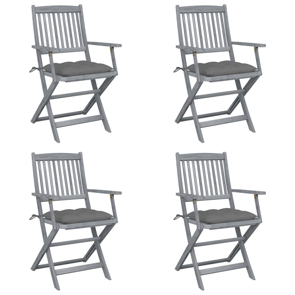vidaXL Tuinstoelen 2 st inklapbaar met kussens massief acaciahout