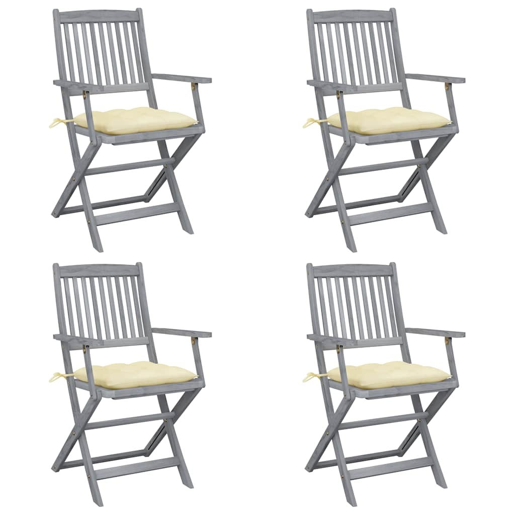 vidaXL Tuinstoelen 2 st inklapbaar met kussens massief acaciahout