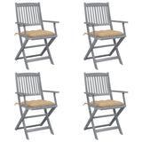 vidaXL Tuinstoelen 2 st inklapbaar met kussens massief acaciahout