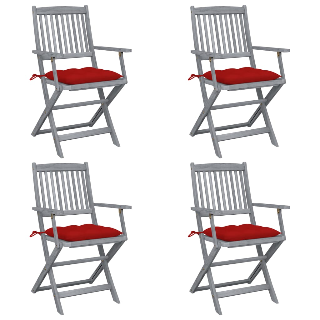 vidaXL Tuinstoelen 2 st inklapbaar met kussens massief acaciahout