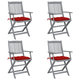 vidaXL Tuinstoelen 2 st inklapbaar met kussens massief acaciahout