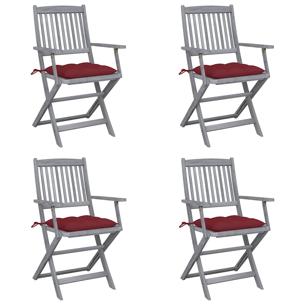 vidaXL Tuinstoelen 2 st inklapbaar met kussens massief acaciahout
