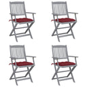 vidaXL Tuinstoelen 2 st inklapbaar met kussens massief acaciahout