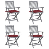vidaXL Tuinstoelen 2 st inklapbaar met kussens massief acaciahout