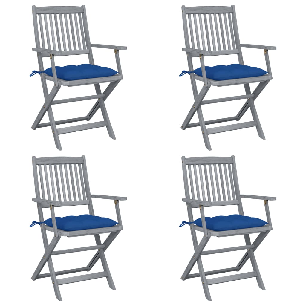 vidaXL Tuinstoelen 2 st inklapbaar met kussens massief acaciahout