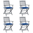 vidaXL Tuinstoelen 2 st inklapbaar met kussens massief acaciahout