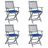 vidaXL Tuinstoelen 2 st inklapbaar met kussens massief acaciahout