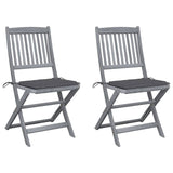 vidaXL Garden Chairs 2 pcs foldable with cushions solid acacia wood