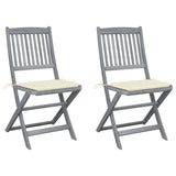 vidaXL Garden Chairs 2 pcs foldable with cushions solid acacia wood