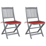 vidaXL Garden Chairs 2 pcs foldable with cushions solid acacia wood