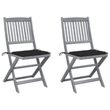 vidaXL Garden Chairs 2 pcs foldable with cushions solid acacia wood