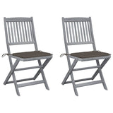 vidaXL Garden Chairs 2 pcs foldable with cushions solid acacia wood