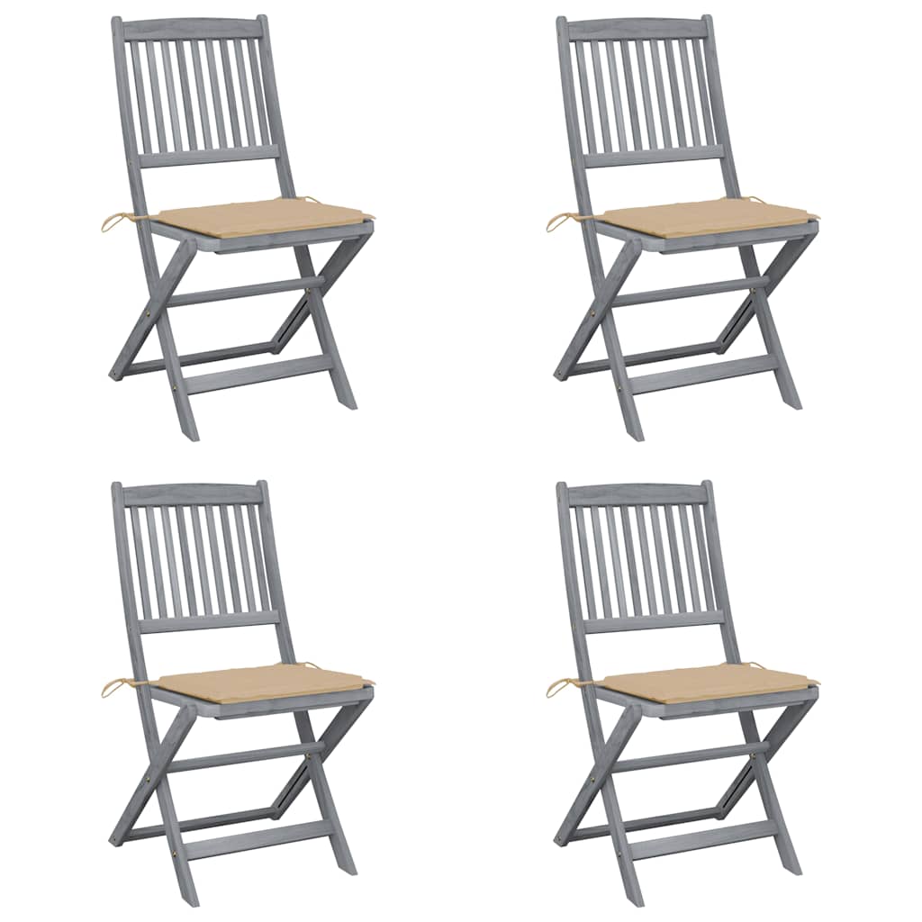 vidaXL Garden Chairs 2 pcs foldable with cushions solid acacia wood