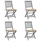 vidaXL Garden Chairs 2 pcs foldable with cushions solid acacia wood