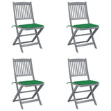 vidaXL Garden Chairs 2 pcs foldable with cushions solid acacia wood